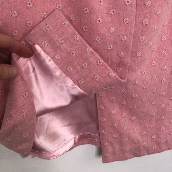 Lilly Pulitzer Pink Embroidered Floral Wool Skirt Size 8 - Picture 6 of 13
